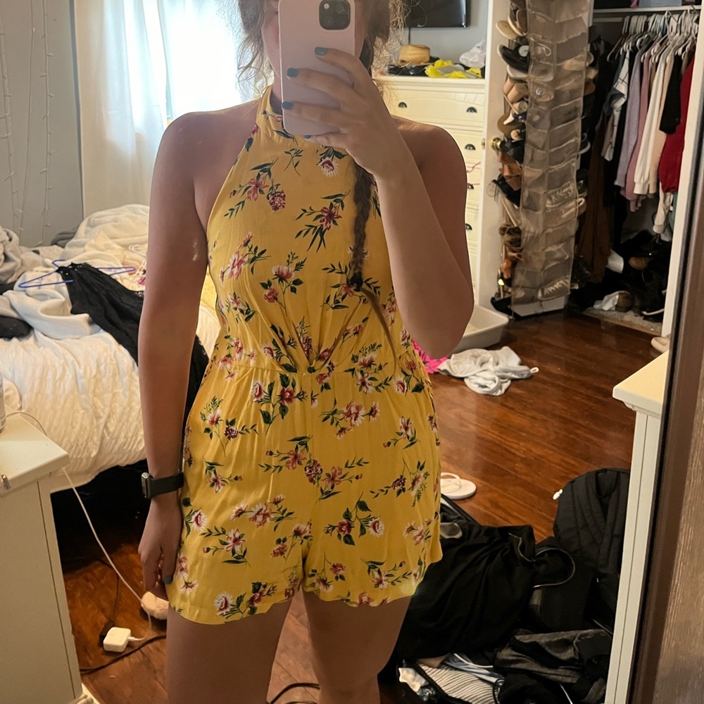 Super cute yellow floral romper